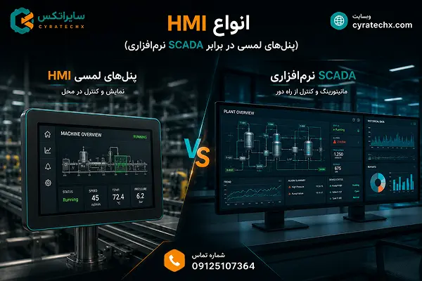 انواع HMI (پنل‌های لمسی در برابر SCADA نرم‌افزاری)
